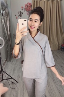 Xéo Nhật Nữ LiNen Cao Cấp # Đồ Bộ Nữ# Quần Áo Nữ Jacket Top Kem Dress Women # Đồ Lam Đi Chùa