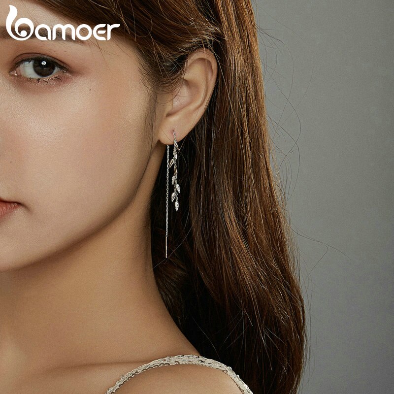 Bamoer Bông Tai bạc 925 Đính Đá Thời Trang bse447