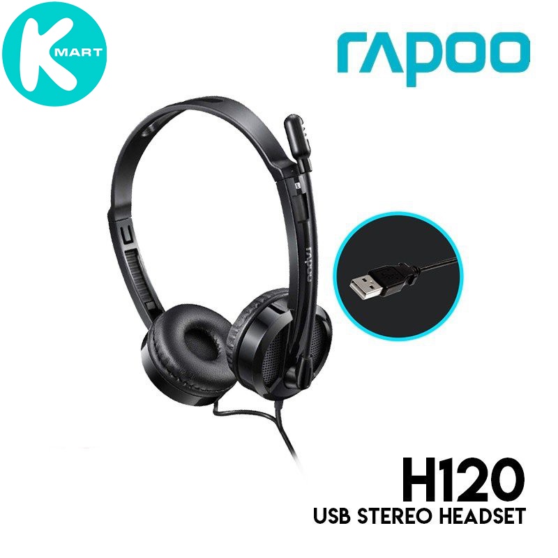 Tai nghe chụp tai có dây RAPOO H120 | Kết nối USB ,Micro đàm thoại | Bảo hành 2 năm | BigBuy360 - bigbuy360.vn