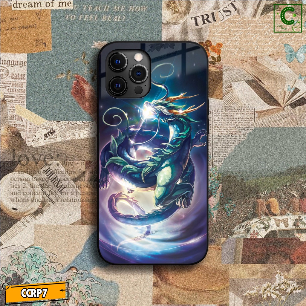 Ốp iPhone Mặt Kính Nano Dẻo - Dragon Blue và Phượng Hoàng Lửa
