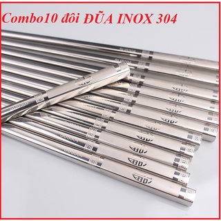 Bộ 10 Đôi Đũa Inox 304 PHÚC LÀNH - Chống Trượt, Khắc Laser Hiện Đại