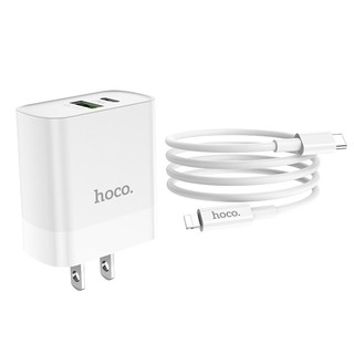 Bộ cốc 2 cổng kèm cáp sạc TypeC to LaiNing Hoco C80 cổng USB QC 3.0 và typeC PD 20W (Trắng) - Phụ Kiện Nhất Tín