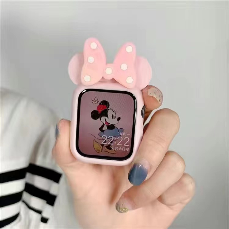 Hoạt Hình Ốp Bảo Vệ Bằng Silicon Mềm Hình minnie Cho Apple Watch Se 7 6 5 4 3 2 1 41mm 45mm 44mm 40mm 38mm 42mm