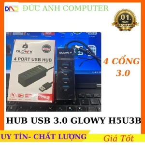 Hub USB 3.0 GLOWY H5U3B Chia 4 cổng, tốc độ cao -Có ĐÈN LED- HÀNG CHÍNH HÃNG -Cổng chia USB Cao Cấp, Bảo Hành 12 Tháng
