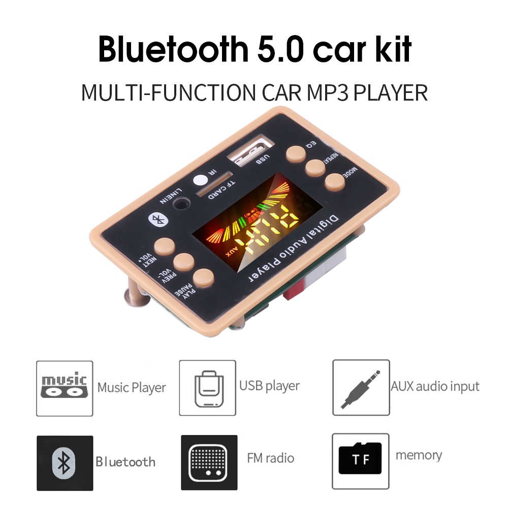 Mô Đun Giải Mã Âm Thanh Không Dây Bluetooth 5.0 Mp3 12v FM Radio Cao Cấp Đa Năng Cho Xe Hơi