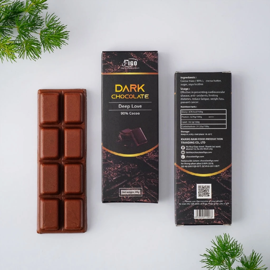 Combo 5 Thanh Dark Chocolate FIGO Đậm Vị Cacao Socola Đen 20G