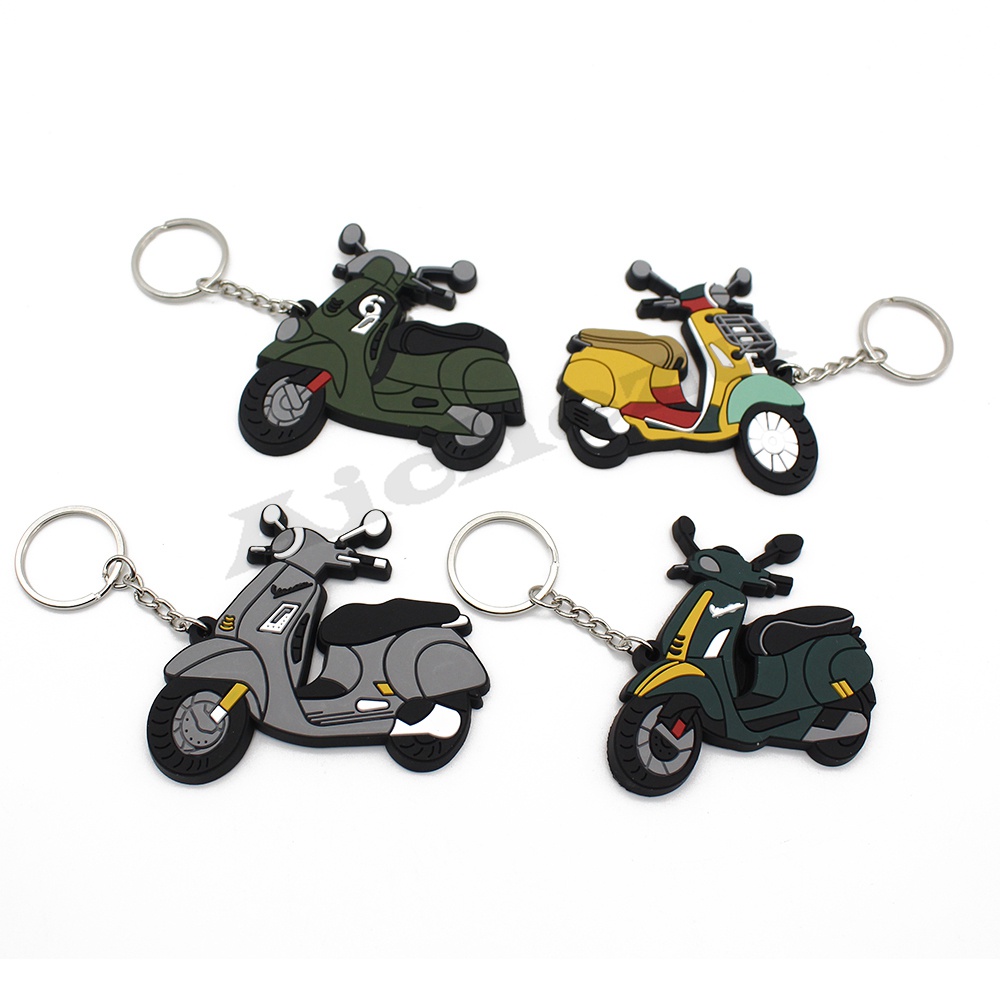 Móc chìa khóa cao su mềm 3D trang trí xe máy, móc khóa điểm bắt đầu