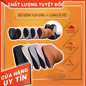BỘ GỐI TỰA ĐẦU LƯNG CHO Ô TÔ SANG TRỌNG, BÔNG GIỮ NHIỆT ÊM ÁI, DỄ CHỊU CHỐNG ĐAU MỎI XƯƠNG KHỚP KHI ĐI ĐƯỜNG