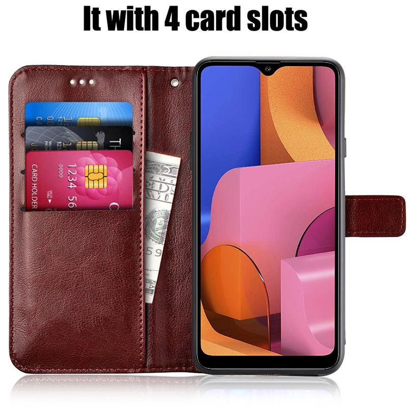 Ốp Điện Thoại Lật Kiểu Ví Da Pu Sang Trọng Cho Samsung Galaxy A21S