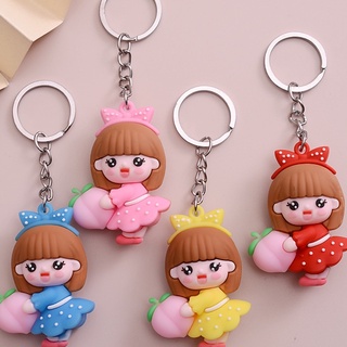 3 Móc Khóa Bé Nhím Đeo Nơ,Ôm Đào Dễ Thương - Thỏ Hồng VPP