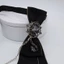 Gothic Black Necktie Rhinestones Pendant Metal Chain Evening Party Pre Tied Tie