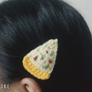 Kẹp tóc hình bánh pizza hải sản độc đáo cho nữ và bé gái 4.5cm |Cặp tóc len cute|Shop Rô Handmade