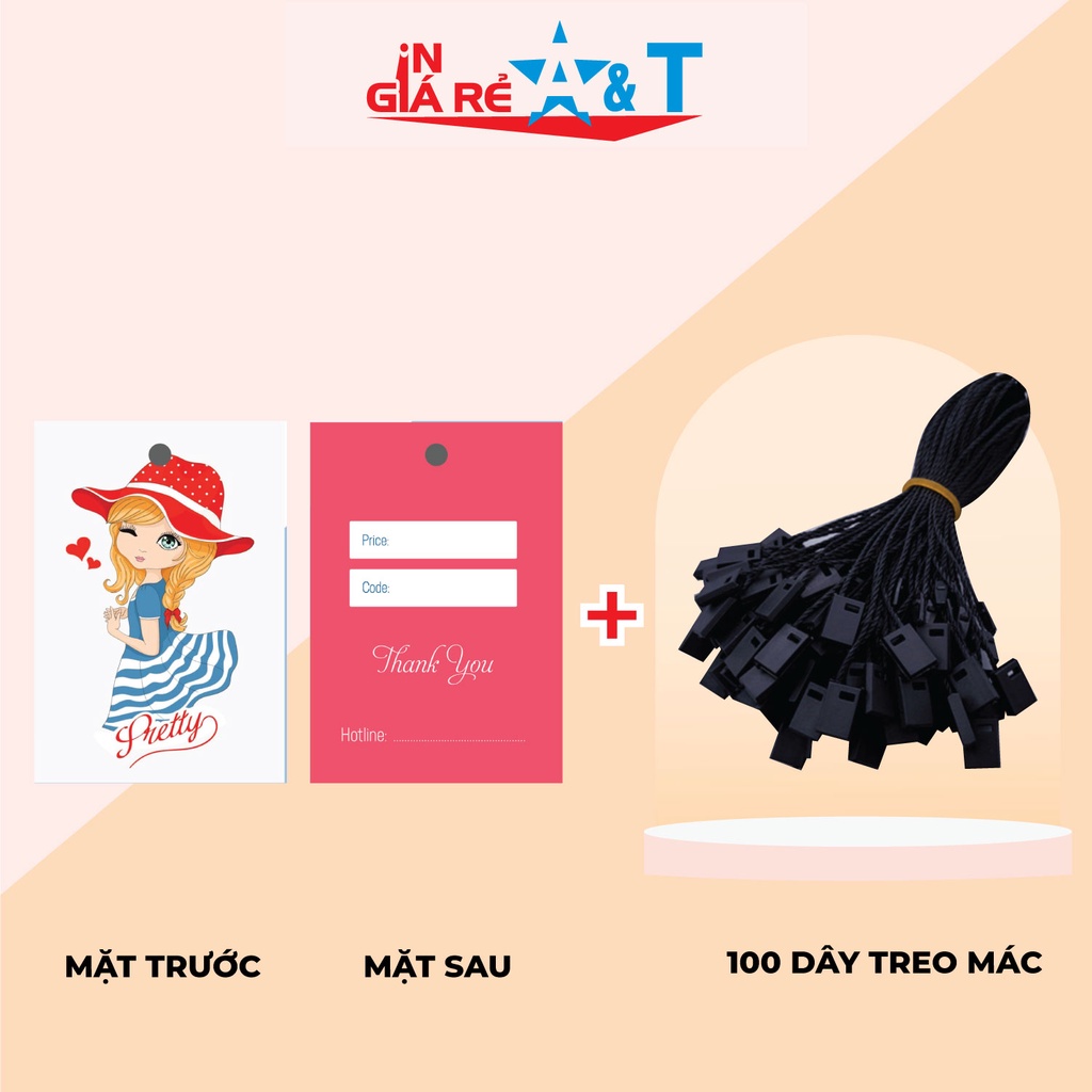 Mác quần áo combo 100 mác + 100 Dây Treo Thẻ Bài - Dây Dù Xâu Tag (Mác) Quần Áo