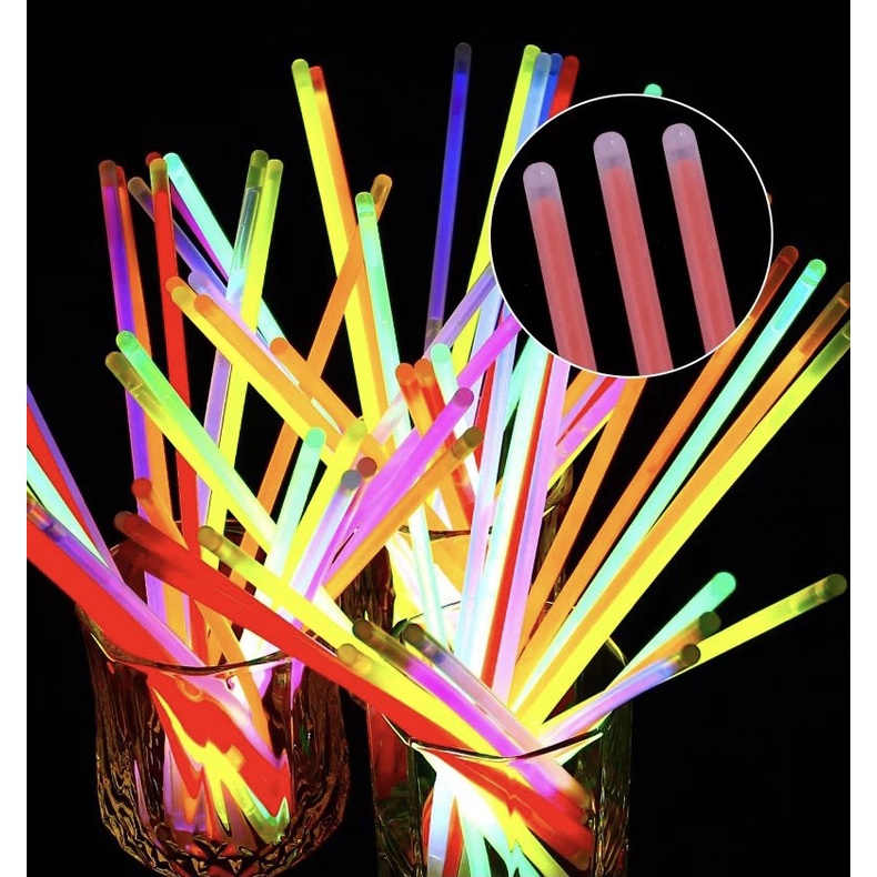 Bộ 100 que phát sáng dạ quang kèm 100 đầu nối tạo vòng đủ màu sặc sỡ, lightstick phát sáng trong bóng tối RAMBO TOYS