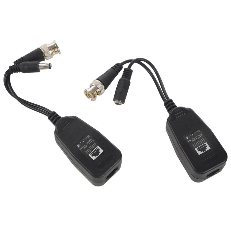 Balun Video thụ động HD-CVI / TVI / AHD có đầu nối nguồn và Bộ phát dữ liệu RJ45 CAT5 1 cặp