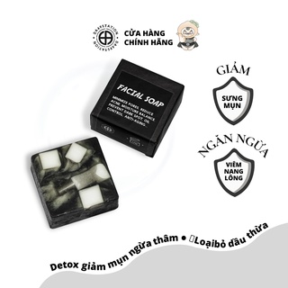 FACIAL SOAP D69S - bánh xà bông than tre giảm mụn, mờ thâm, giảm viêm nang lông dành cho mặt và bod