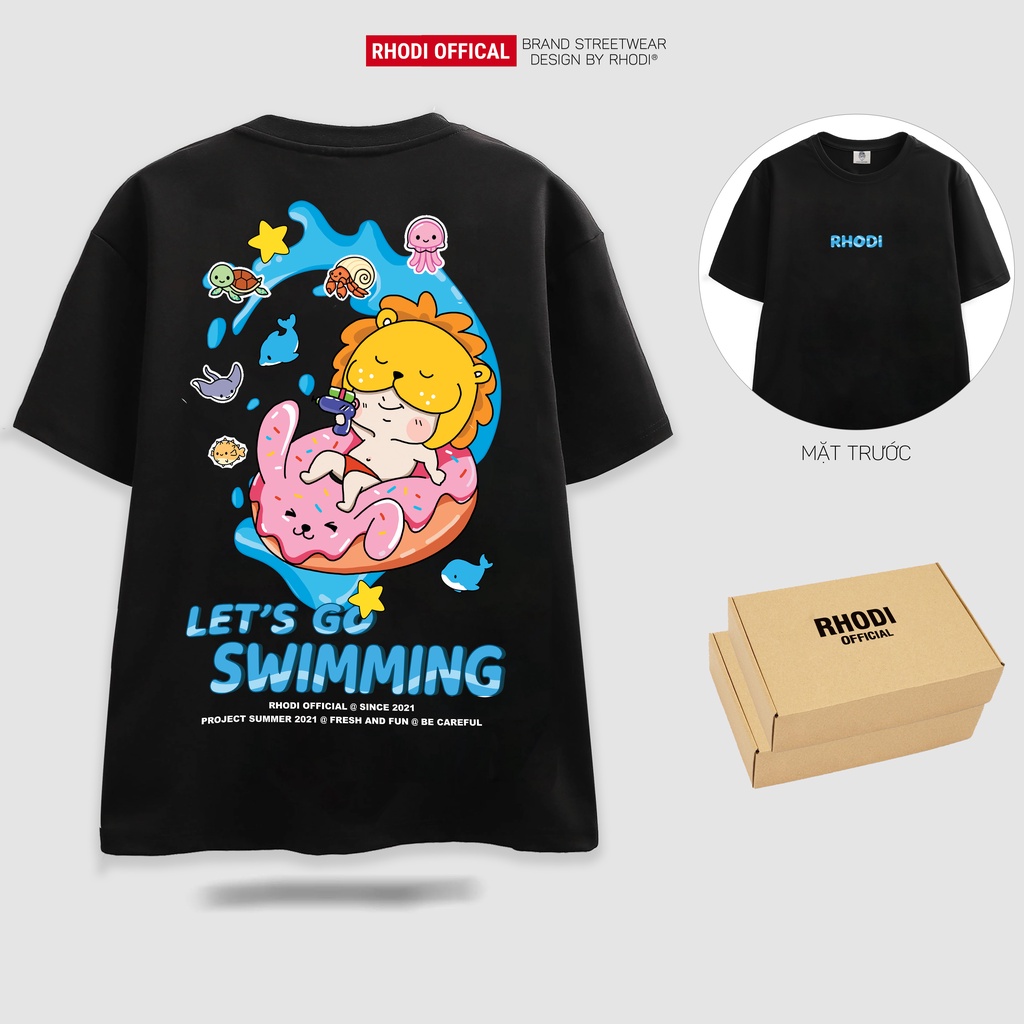 Áo thun local brand RHODI phông cổ tròn tay lỡ unisex nam nữ Summer Black- R6.1