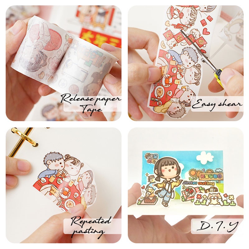 Washi tape cute sticker trang trí thủ công trong nhà, DIY Crafts, Scrapbook, Journal, Diary, Planner K88