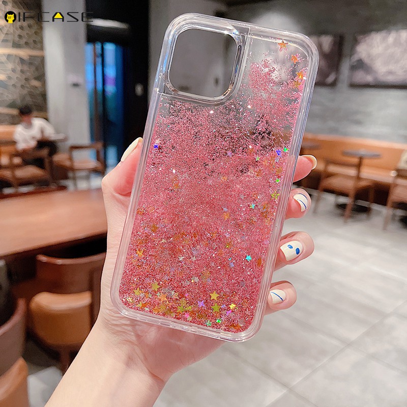 Ốp Điện Thoại Mềm Trong Suốt Chống Sốc Phối Kim Tuyến Nước Cho iPhone 14 Plus 13 12 Pro Max Mini