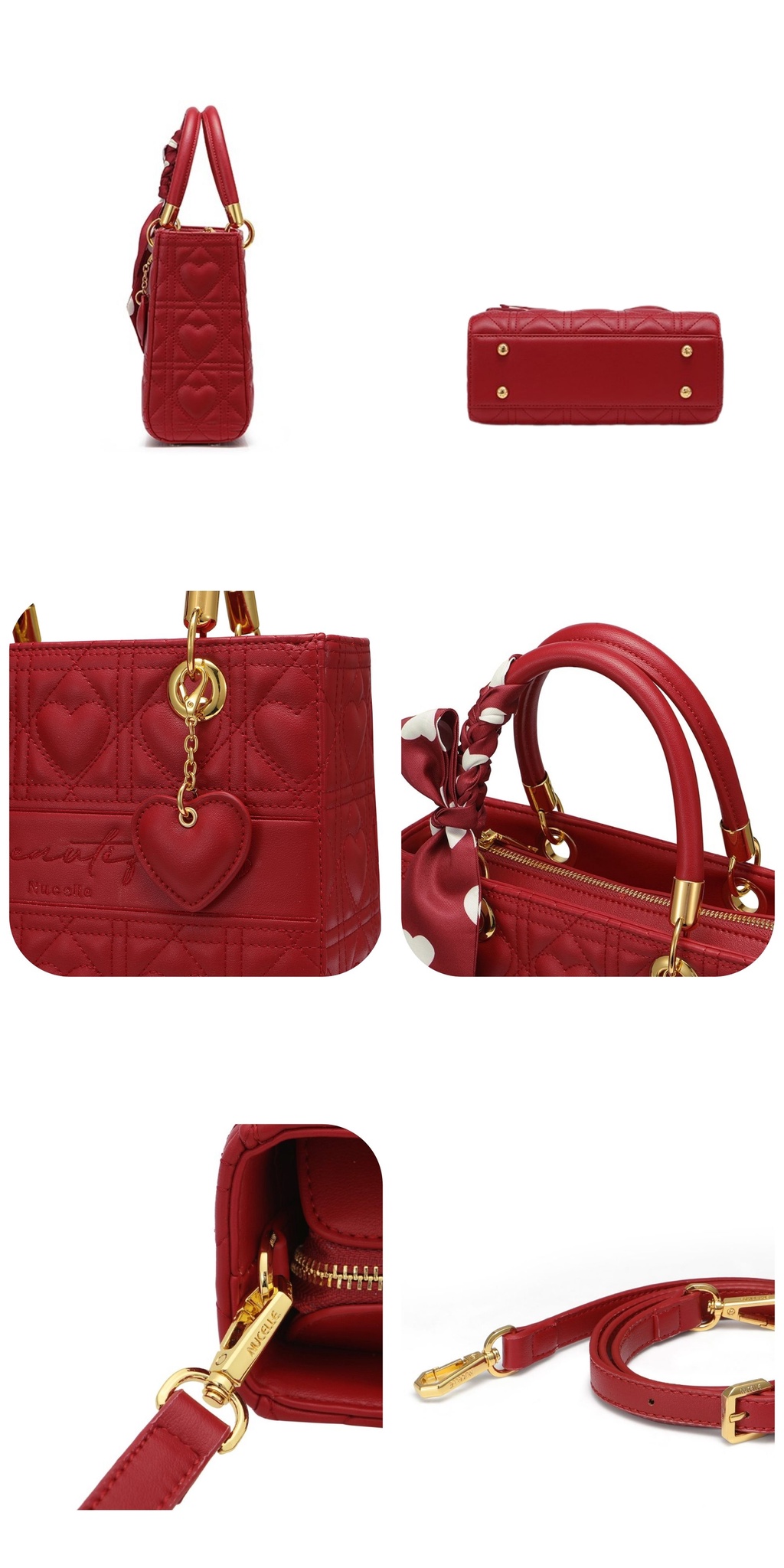 Mô tả Túi xách nữ đi tiệc đẹp Nucelle thời trang phối khăn nơ charm tim ViAnh Store 1172003 - 7