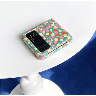 3-color folding phone leather case with flower / puppy / korean green / purple / green pattern printing 3 tùy chọn cho mili / galaxy z flip5
