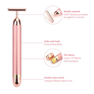 Thanh nâng cơ mặt vàng 24K Con lăn hình chữ T Dụng cụ rung Máy mát xa giảm béo Làm đẹp da mặt Dụng cụ chăm sóc da