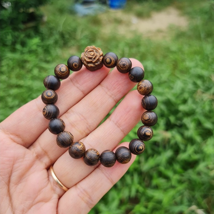 Vòng Tay Trầm Hương Sánh Chìm Nước Mix Charm Hoa Sen - Vòng Tay Phong Thủy - Size 7 8 10mm