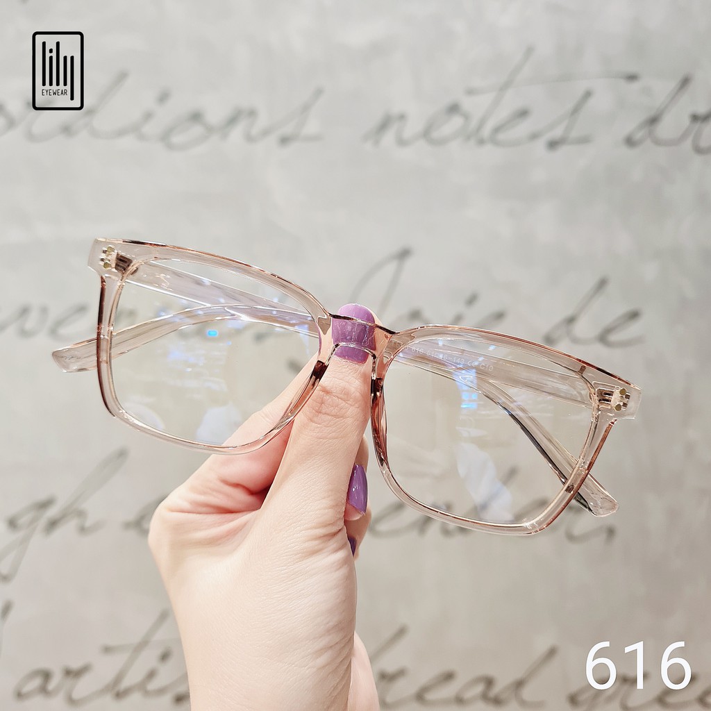Ảnh Kính cận nam nữ Lilyeyewear mắt kính vuông to chắn bụi đi đường chống ánh sáng xanh 616 4