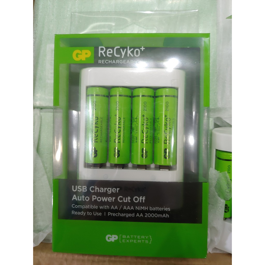 Pin Sạc Recyko+ 2100 Series Aa kèm Bộ Máy Sạc U411 GP Batteries CHÍNH