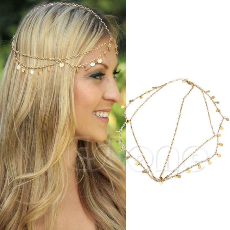 Wellb Bohemian Thời Trang Nữ Kim Loại Cho Dây Xích Đầu Trang Sức Băng Đô Cho Đầu Tóc