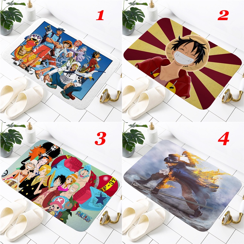 Khỉ D. Thảm lót cửa chùi chân Chống Trượt Thấm Hút Tốt In Hình Nhân Vật Anime One Piece Kích Thước 60x40cm