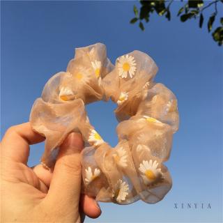 🌺xinyia🌺Cột tóc vải scrunchues chấm bi kẻ loang hoa cúc nhiều màu 2024