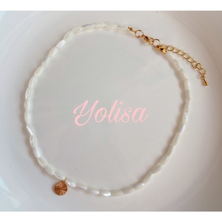 Vòng cổ chocker Pureté - hạt gạo kết hợp mặt dây chuyền tròn