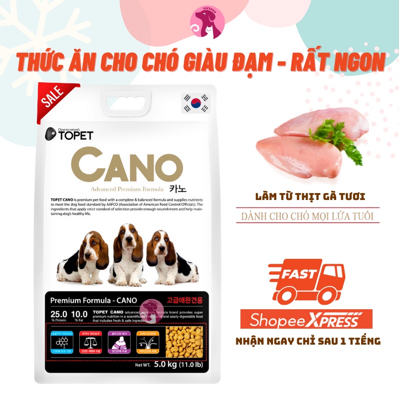 [5kg] Thức ăn cho chó - Hạt Topet Cano - Cho mọi giống chó, lứa tuổi ...