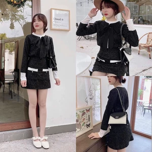 SET BỐ LINEN NƠ CỔ TIỂU THƠ- MÈO INDA HOUSE
