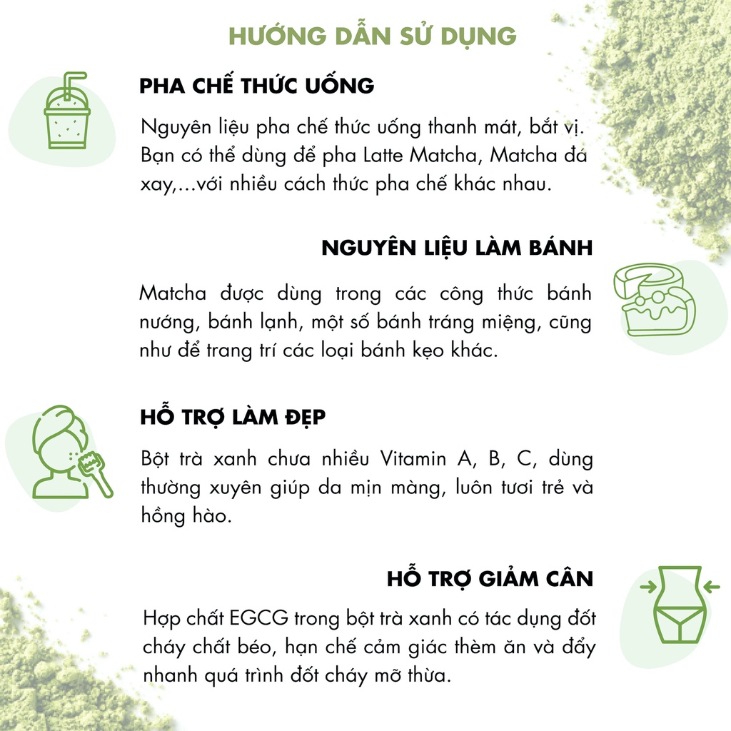 Mô tả Bột Matcha Trà Xanh Dalat Farm - Hộp 110Gr - 4