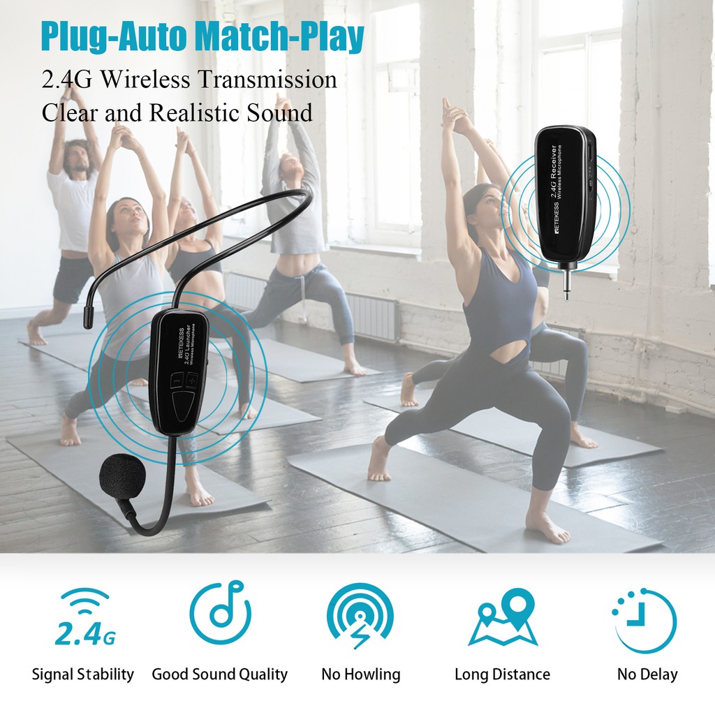 Ảnh Bộ thu và máy phát micro không dây RETEKESS TT123 2.4G thiết kế đeo tai hỗ trợ dạy học/ hội nghị/ hướng dẫn du lịch 2