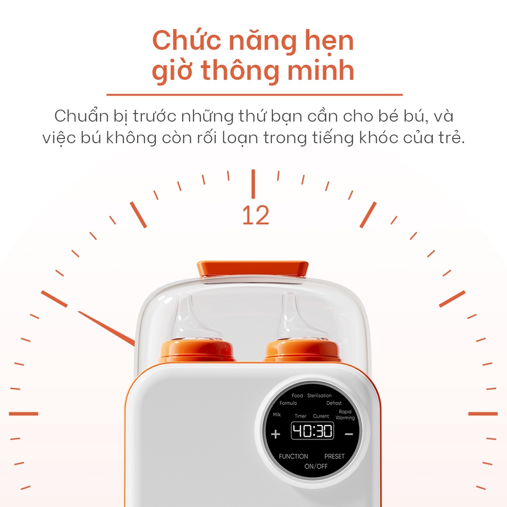 Mô tả Máy hâm nóng sữa đôi điện tử Yoboo YB-0042 có 6 chức năng, điều khiển cảm ứng, hẹn giờ trước - Hàng chính hãng - 3