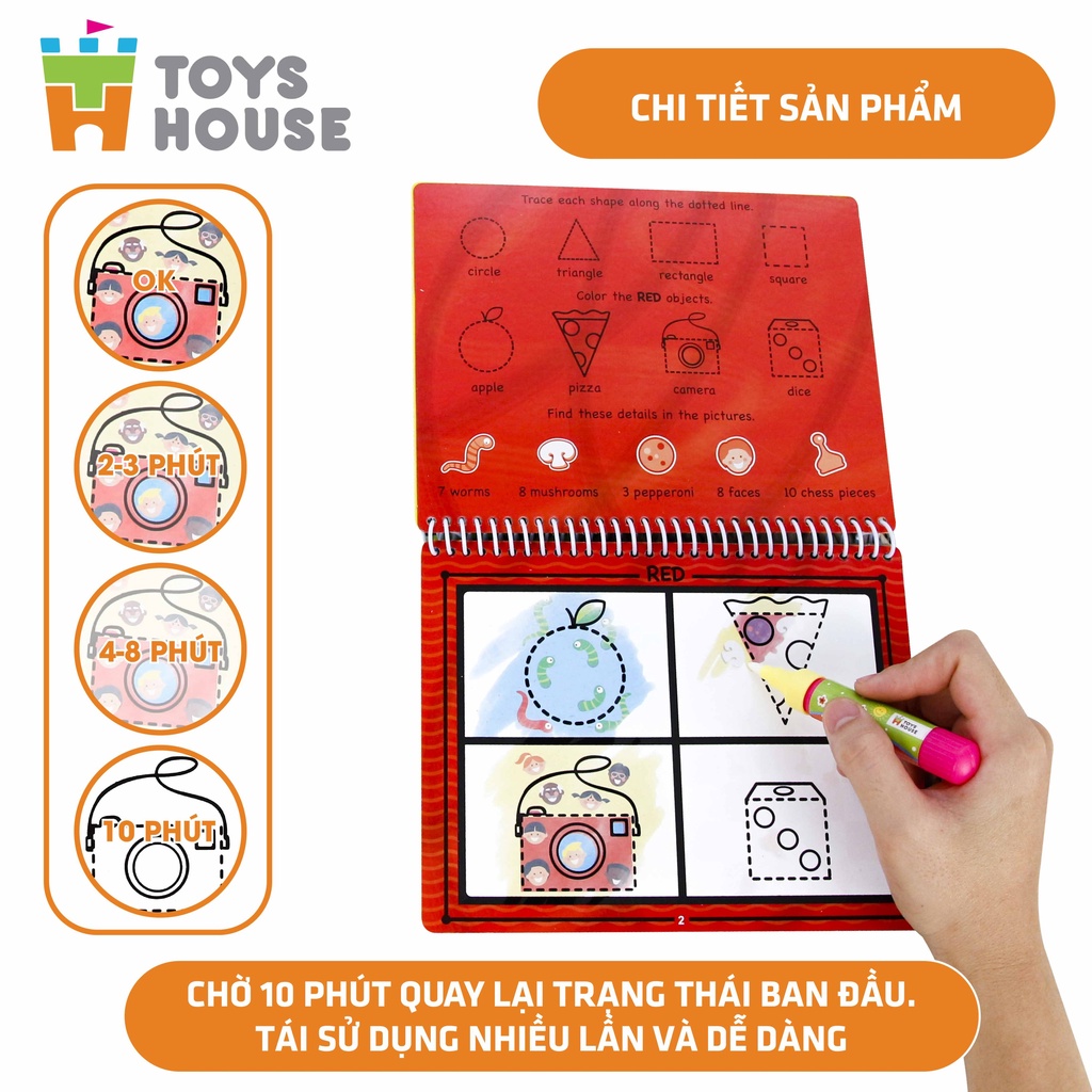 Ảnh Sách tô màu bút nước thần kỳ ToysHouse size vừa cho trẻ em 3-4-5 tuổi, giúp trẻ em phát triển kỹ năng Montessori 2