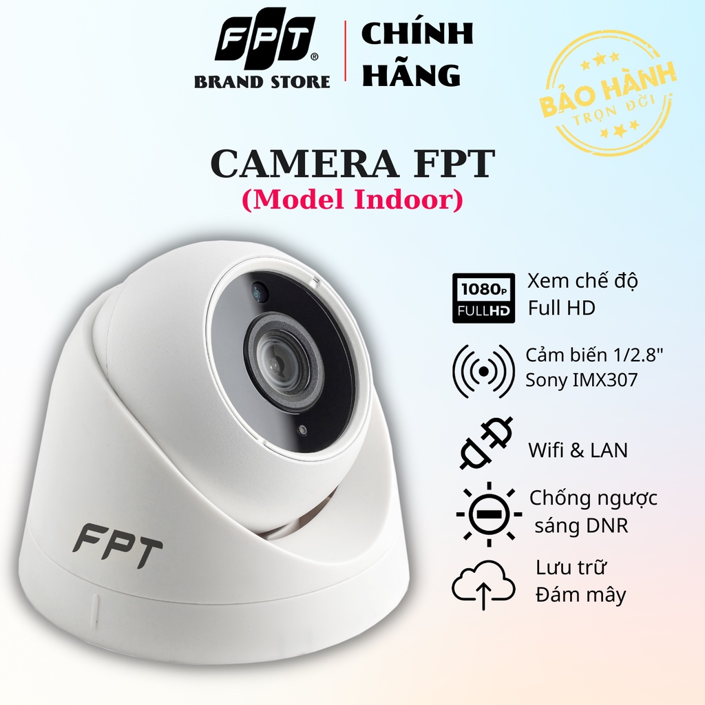 FPT Camera IQ (Trong Nhà) Chính Hãng - FPT Telecom - Camera An Ninh - Lưu Trữ Cloud - Cảm Biến Full HD - 1080p