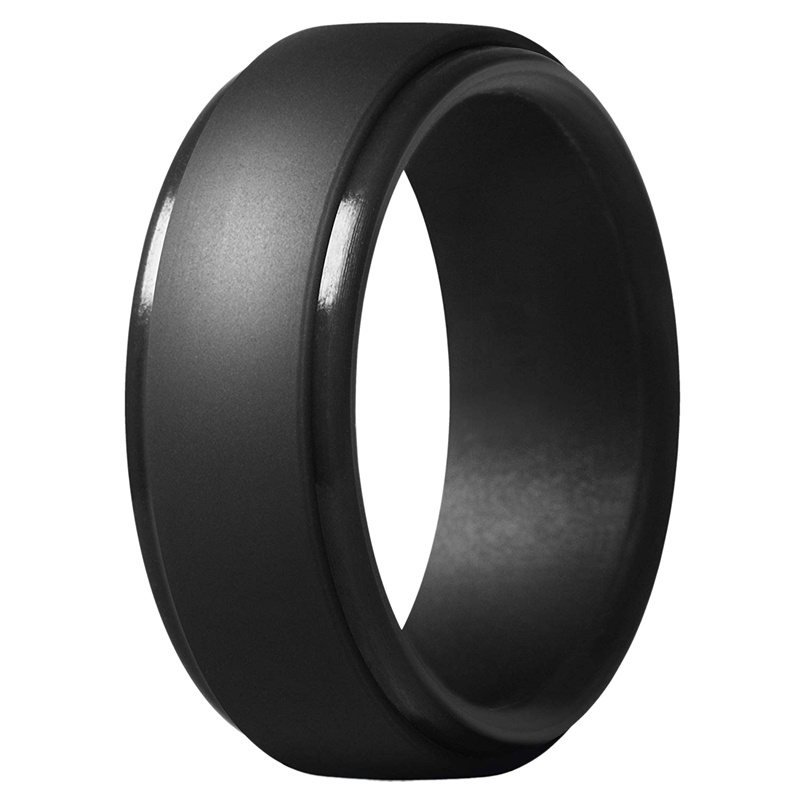 [Có Hàng] 8Mm Phổ Biến Sier Đen Nam Silicon Thoáng Mát Nhẫn Nữ Cao Su Cưới Nhẫn Thể Thao Môi Trường