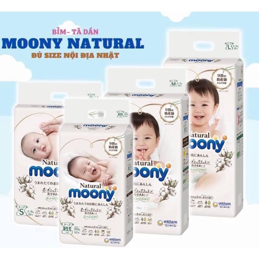 Bỉm Moony Natural Moony Natural Chính Hãng - Bỉm Moony Dán/Quần Đủ Size NB63/S58/M48/L36/XL32