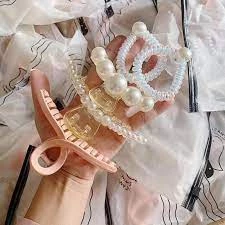 Set 5 Kẹp tóc càng cua, dây buộc tóc đính hạt châu phong cách thời trang thanh lịch