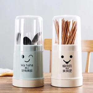 Ống đựng muỗng đũa chống bụi hoạ tiết mặt cười dễ thương 25x11cm