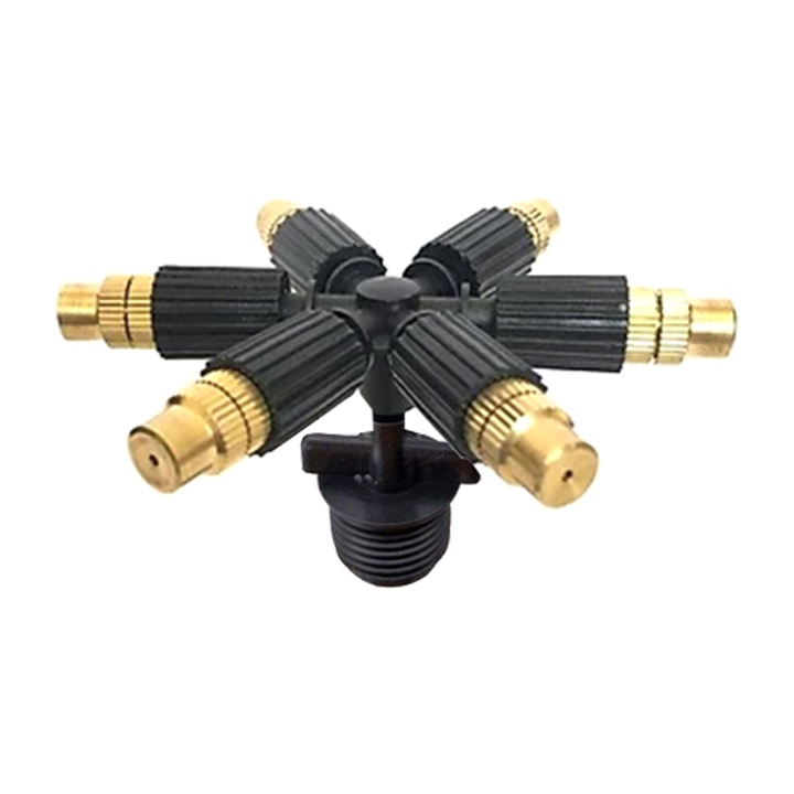 Béc phun sương 6 hướng đầu đồng kèm đầu nối ren ngoài 21mm
