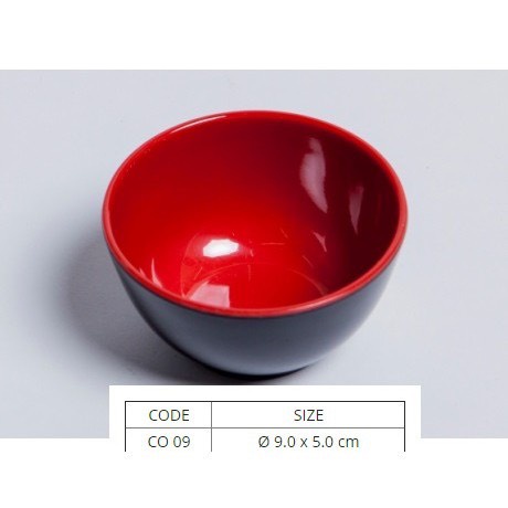 Chén ăn cơm Nhựa Melamine FATACO CAO CẤP Hai Lớp Đỏ Đen