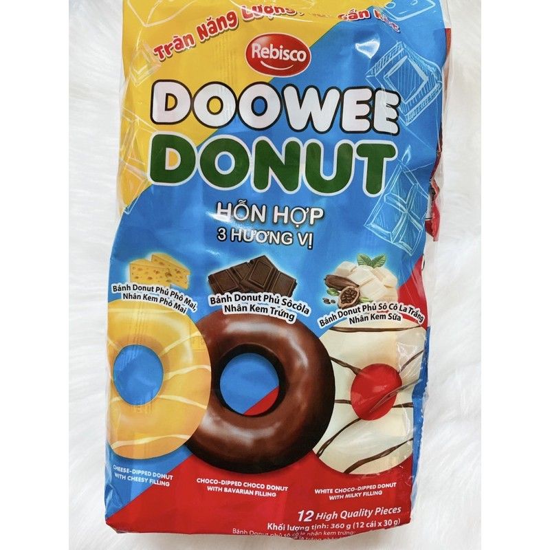 Bánh Donut Doowee Rebisco Phủ Phô Mai, Socola, Socola Trắng (Túi 12 Cái ...