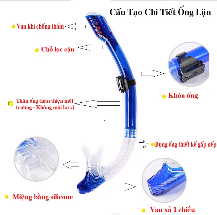 Mô tả Bộ Mặt Nạ Lặn Kèm Ống Thở Lặn Biển Ngăn Nước Cao Cấp – Mặt Kính Cường Lực Chống Mờ Cao Cấp Chính Hãng Amalife - 4