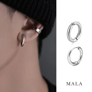 mùa hè Khuyên tai MAYEBE LAVEND Bông tai Tròn Bằng Thép Titan Màu Bạc Hàn Quốc Cho Cặp Đôi