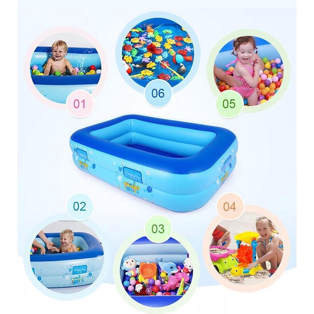 Mô tả Bể bơi cho bé cao cấp hình chữ nhật đủ kích cỡ 2-3 tầng đáy 2 lớp chống trượt bền đẹp Amalife - 5